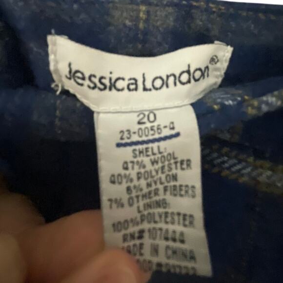 Jessica London SZ 20 Gossip Girl Academia Wool Skirt Windowpane Plaid Tartan - Picture 4 of 7